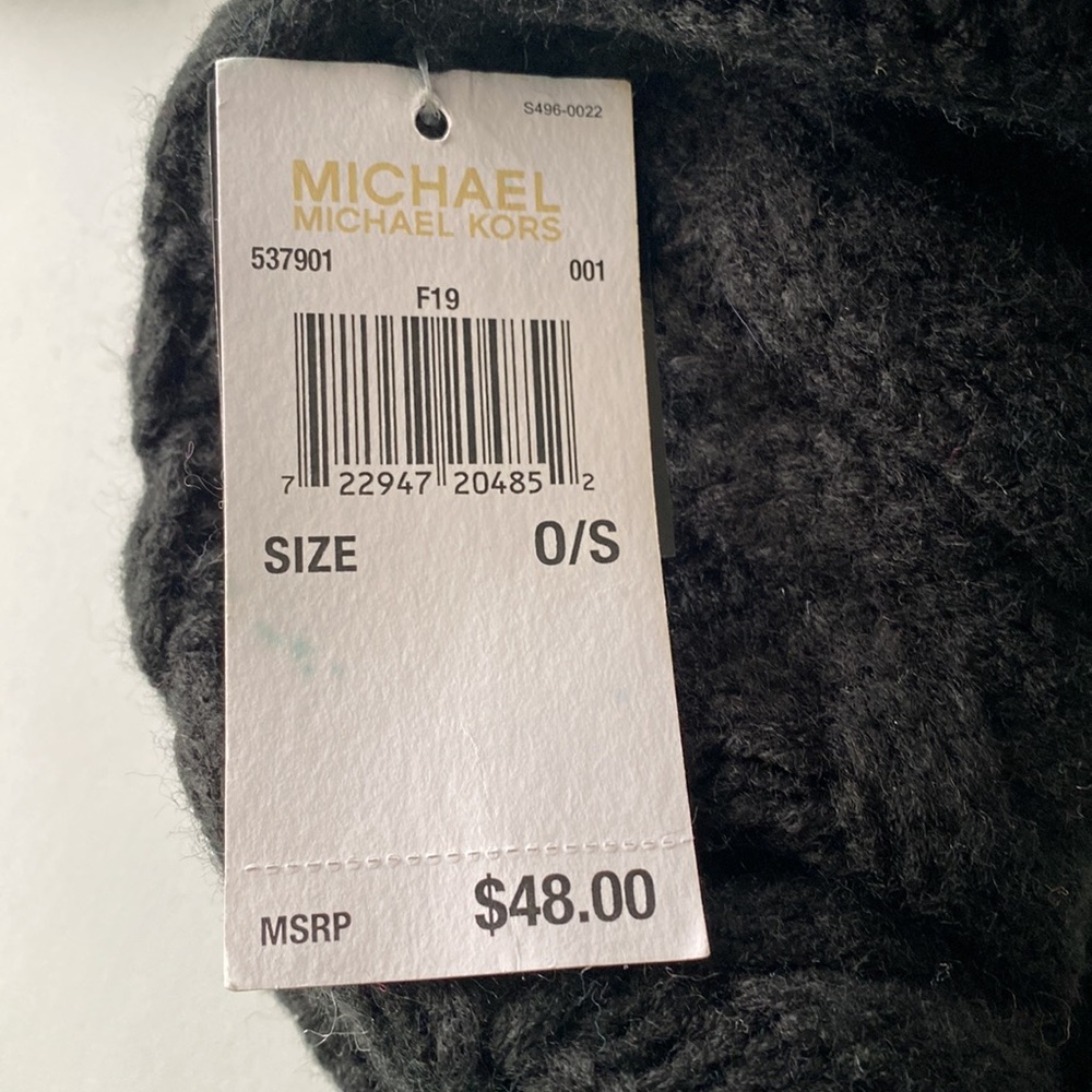 MICHAEL Michael Kors Patchwork Cable-Knit Hat Black - Picture 7 of 8